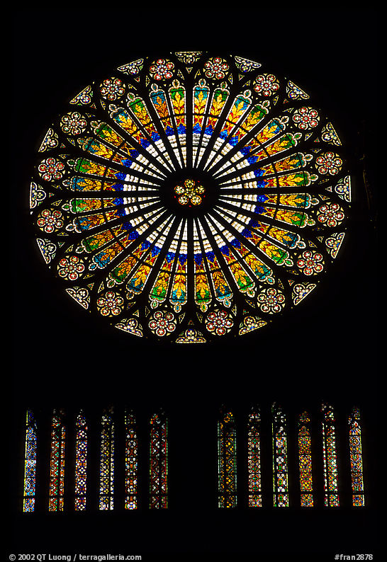 Rosace in the Notre Dame cathedral. Strasbourg, Alsace, France