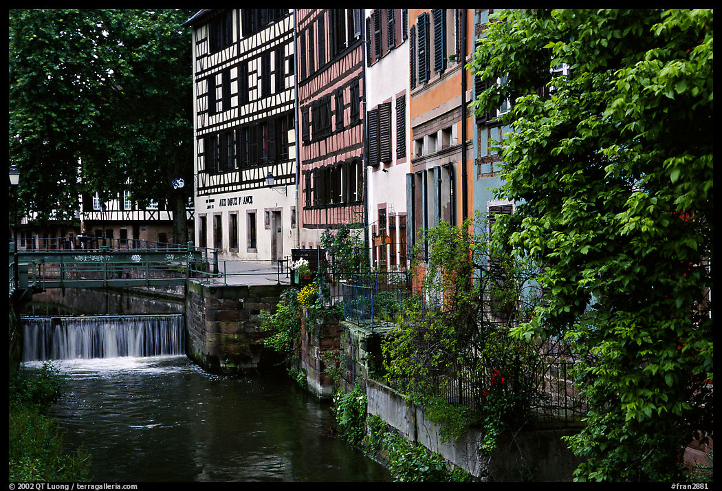 Half-timbered houses next to a canal. Strasbourg, Alsace, France