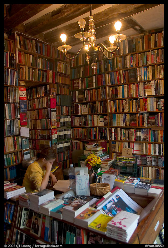 Front counter of Shakespeare and Company bookstore. Paris, France