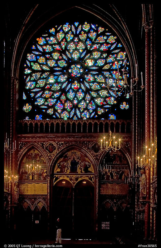 Rosette in the upper Holy Chapel. Paris, France
