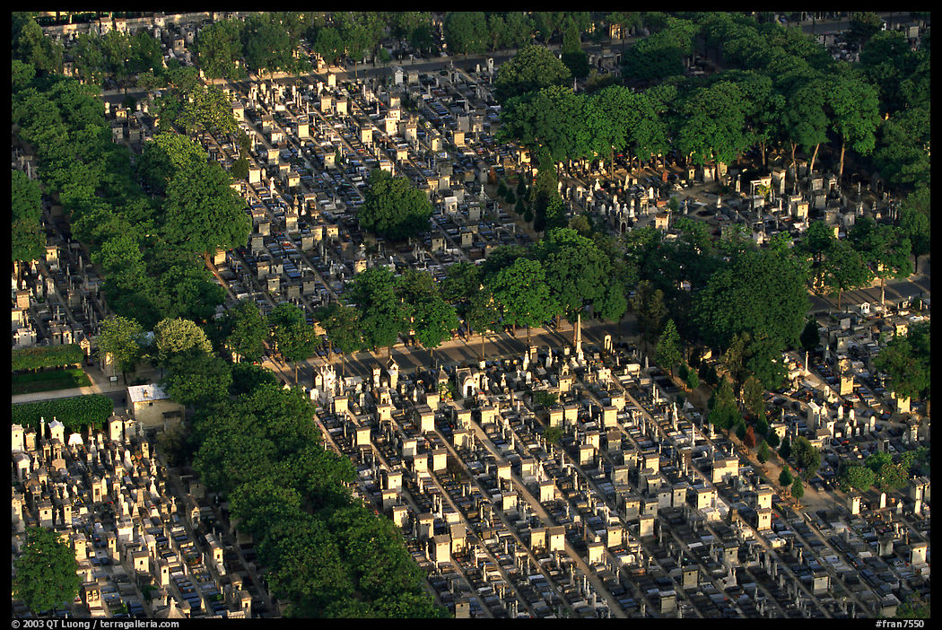 Cimetiere (Graveyard) Montparnasse seen from the Montparnasse Tower. Paris, France