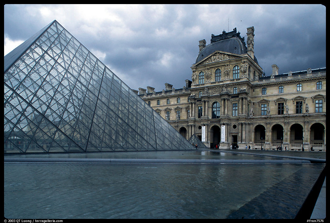 Pyramid and Richelieu wing of the Louvre. Paris, France
