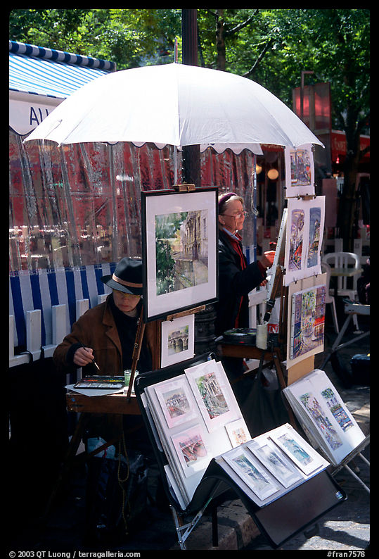 Painters on Place du Tertre,  Montmartre. Paris, France