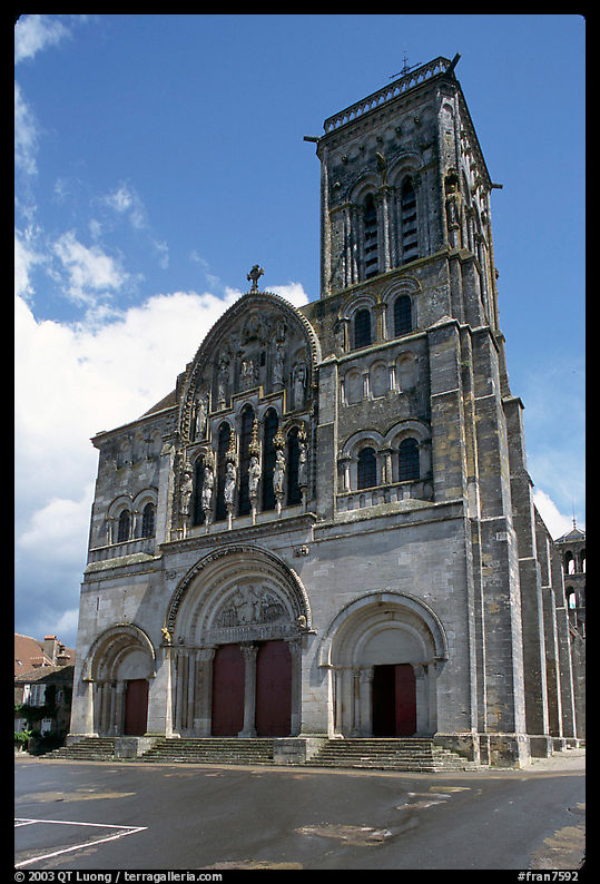 Facade of the Romanesque church of Vezelay. Burgundy, France