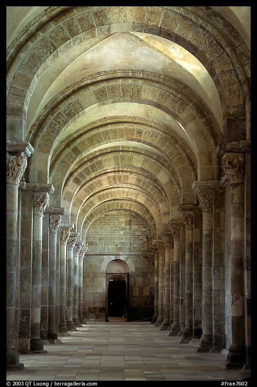 Aisle in the church of Vezelay. Burgundy, France