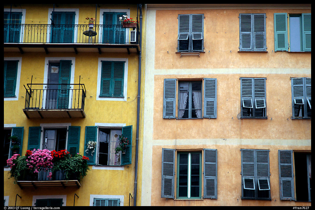 Houses painted in pastel colors, Nice. Maritime Alps, France