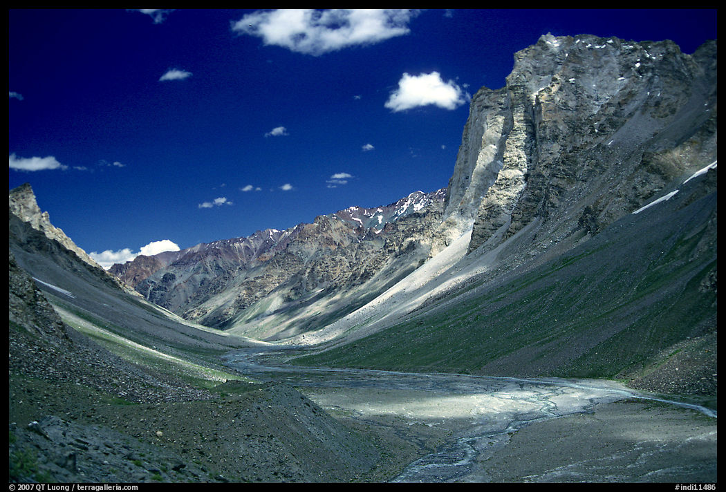 Zanskar Valley flanked by Gumburanjan monolith, Zanskar, Jammu and Kashmir. India