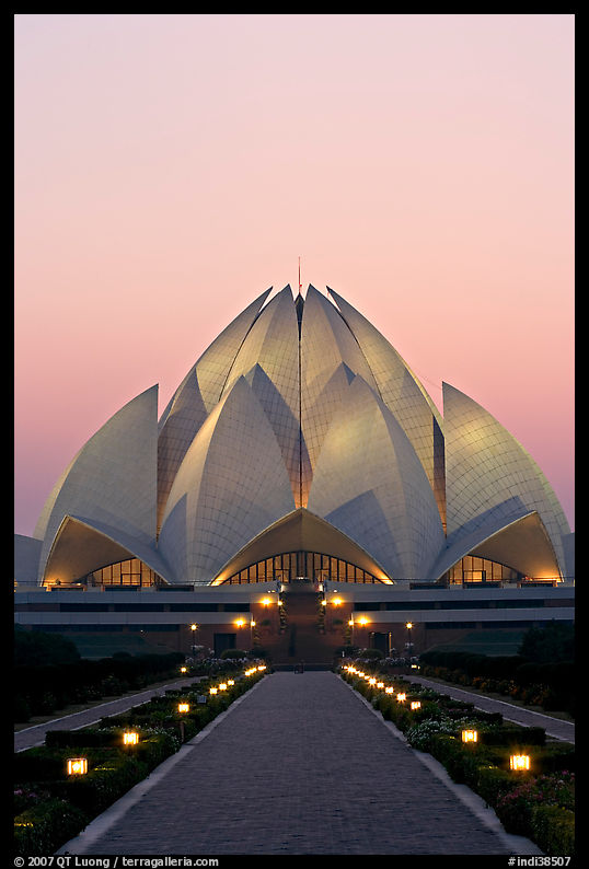 Bahai temple at twilight. New Delhi, India