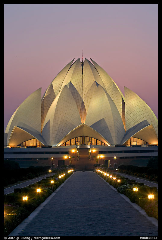 Bahai faith temple at twilight. New Delhi, India