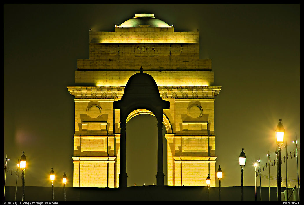India Gate by night. New Delhi, India
