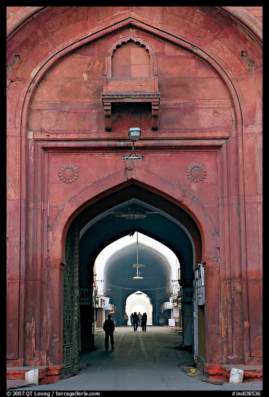 Gate leading to the Chatta Chowk (Covered Bazar), Red Fort. New Delhi, India