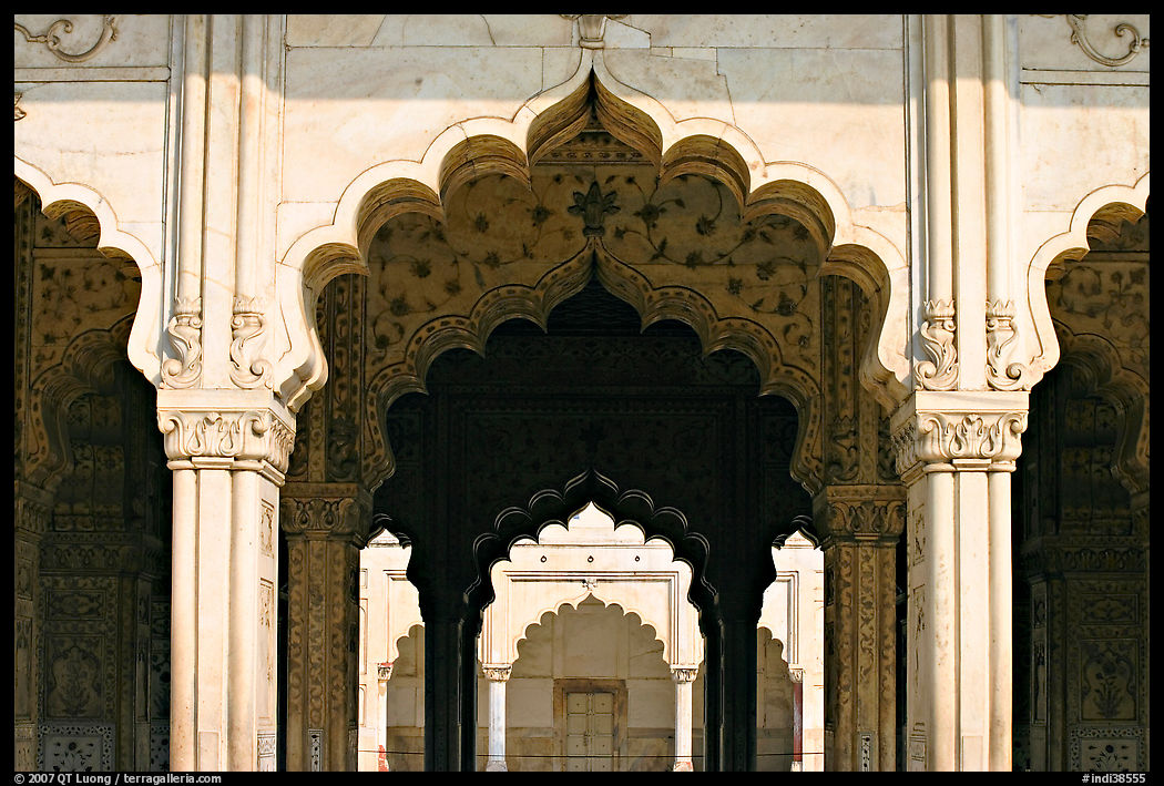 Arches, Diwan-i-Khas (Hall of private audiences), Red Fort. New Delhi, India