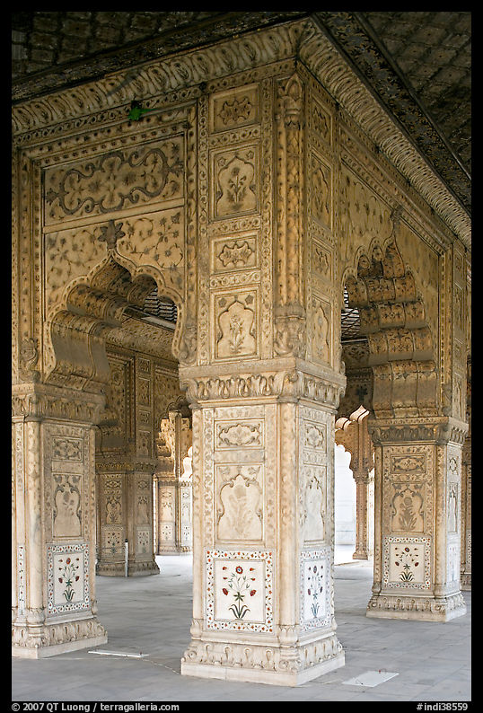 Decorated columns, Hammans, Red Fort. New Delhi, India