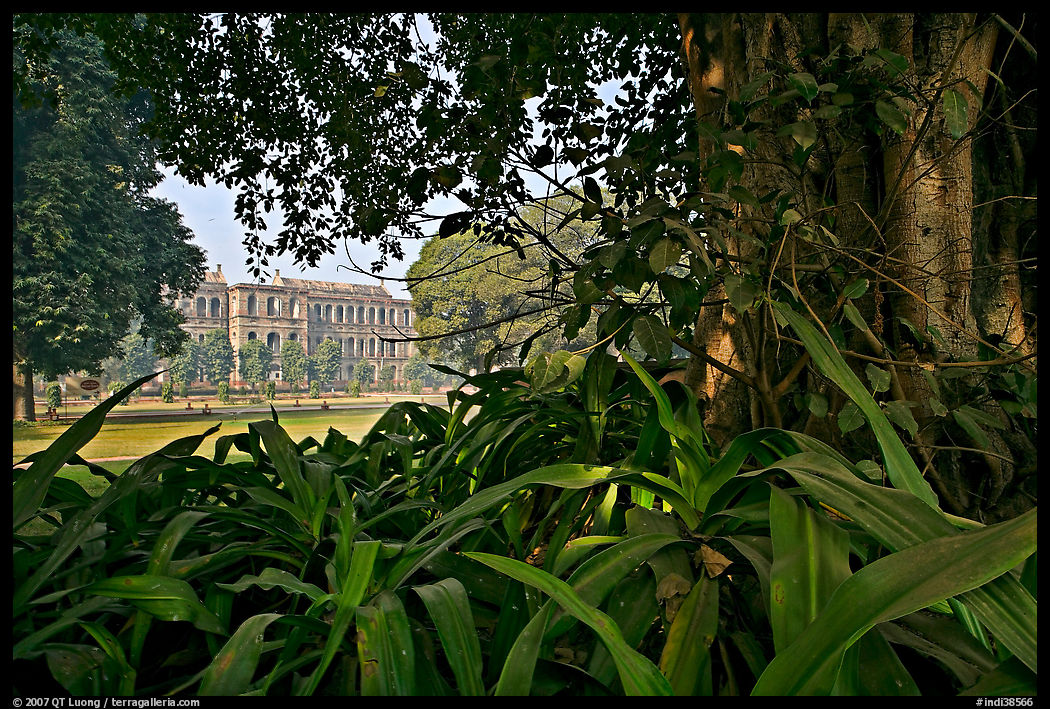 Gardens and colonial-area barracks, Red Fort. New Delhi, India