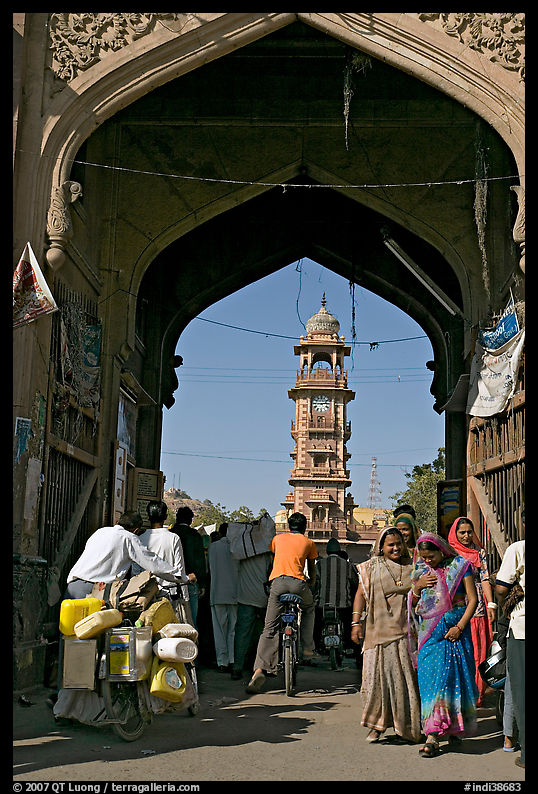 Gate leading to clock tower and Sardar Market. Jodhpur, Rajasthan, India