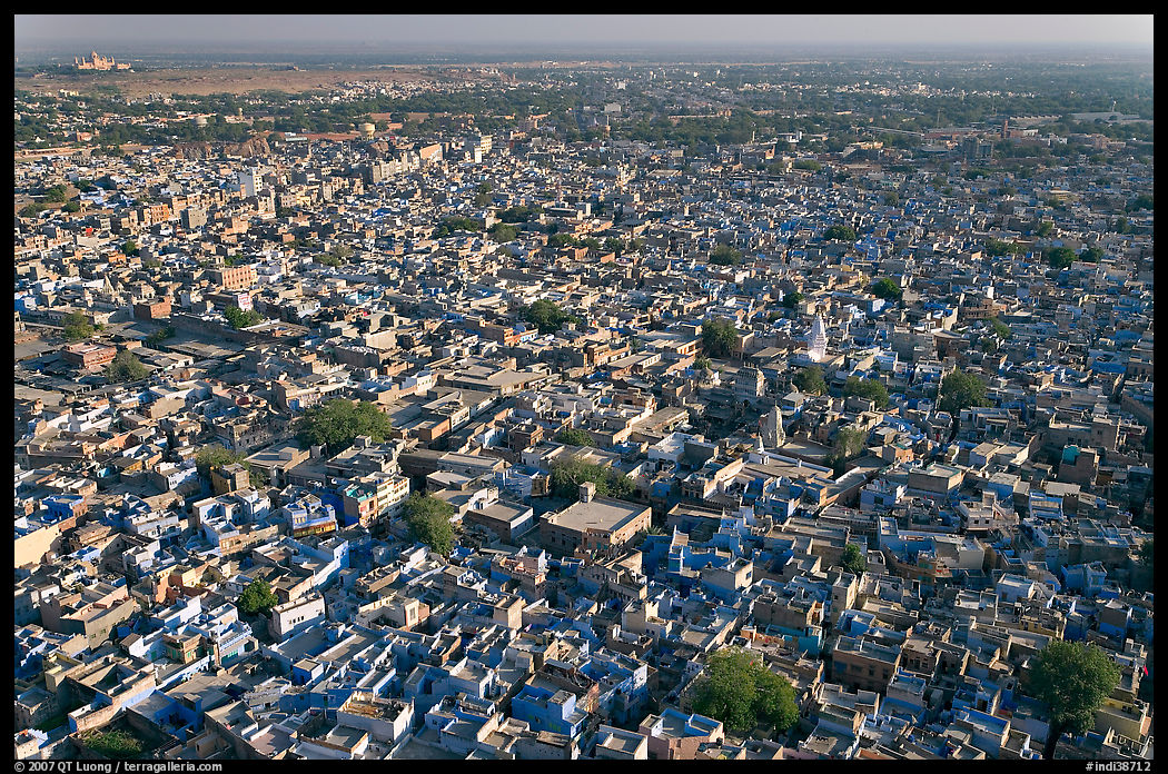 Blue City, seen from Mehrangarh Fort. Jodhpur, Rajasthan, India