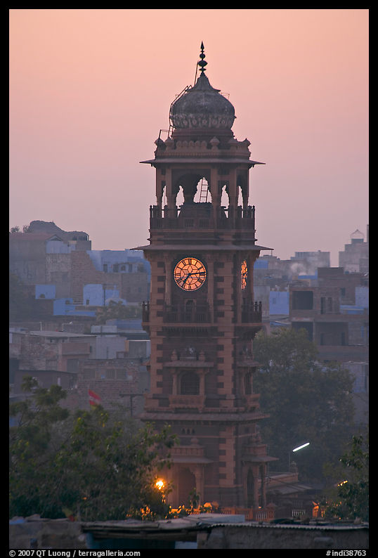 Clock tower at dawn. Jodhpur, Rajasthan, India