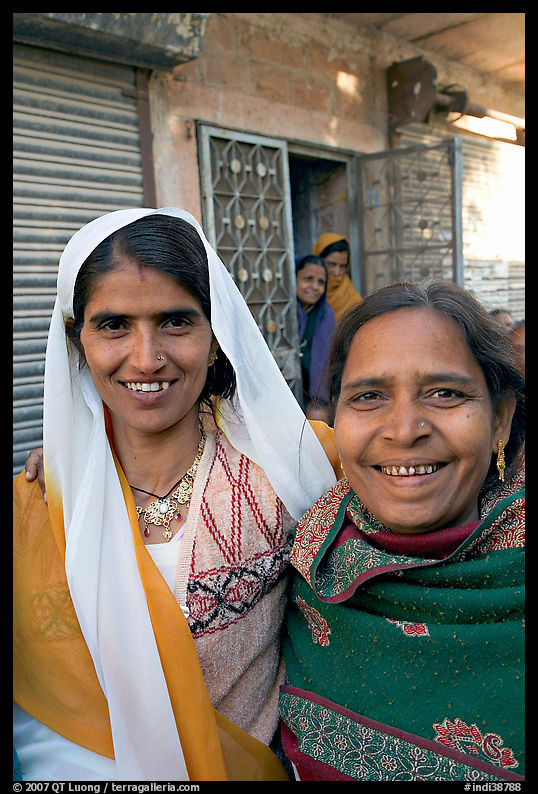 Smiling women in old street. Jodhpur, Rajasthan, India