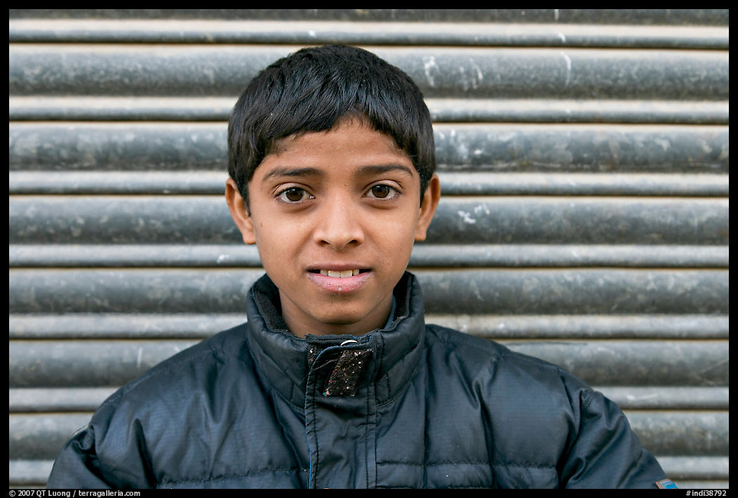Boy with insulated jacket. Jodhpur, Rajasthan, India