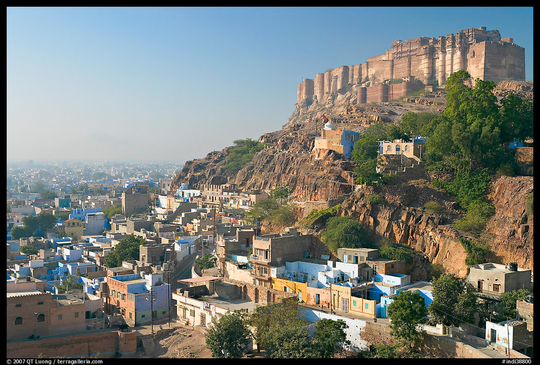 Mehrangarh Fort overlooking the old town, morning. Jodhpur, Rajasthan, India