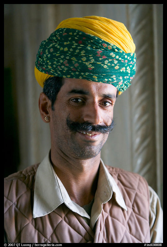 Man with turban, inside Jaswant Thada. Jodhpur, Rajasthan, India