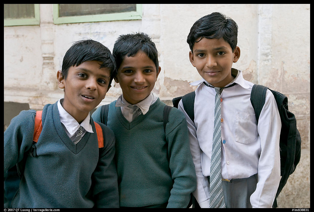 Schoolboys in uniform. Jodhpur, Rajasthan, India