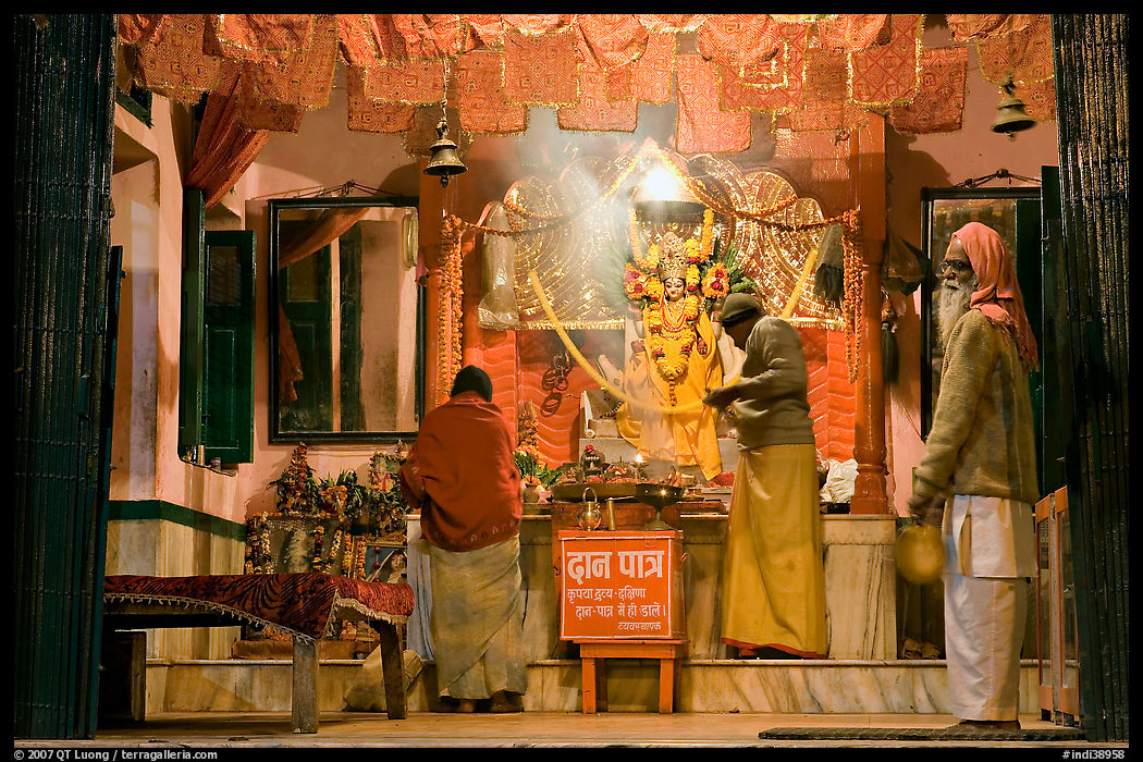Temple altar by night. Varanasi, Uttar Pradesh, India