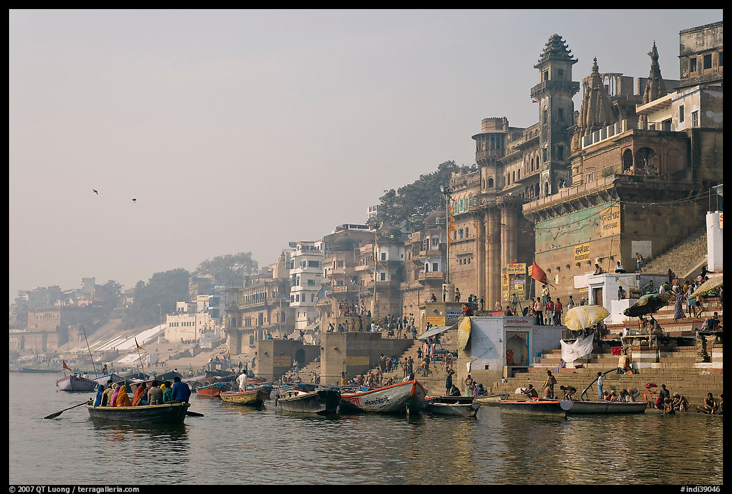 Munshi Ghat and Ganges River. Varanasi, Uttar Pradesh, India