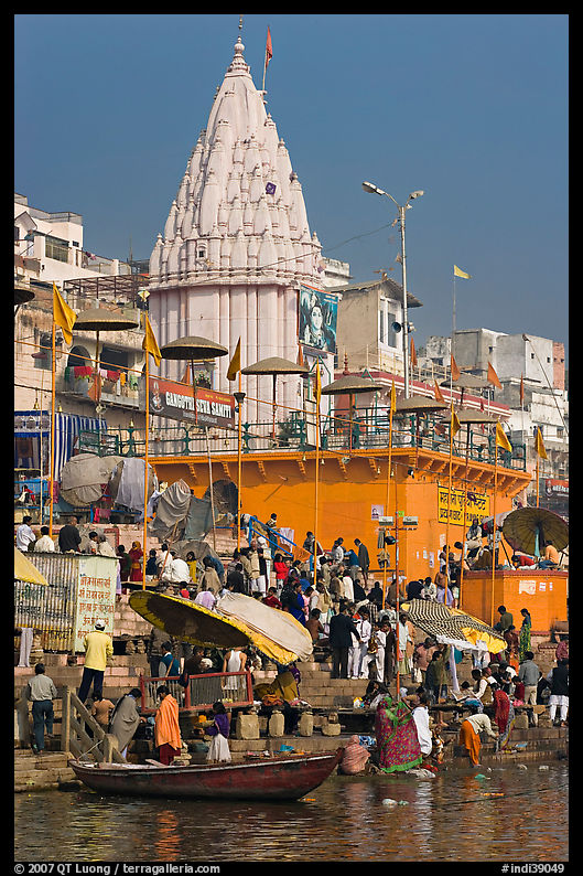 Temple and Dasaswamedh Ghat. Varanasi, Uttar Pradesh, India