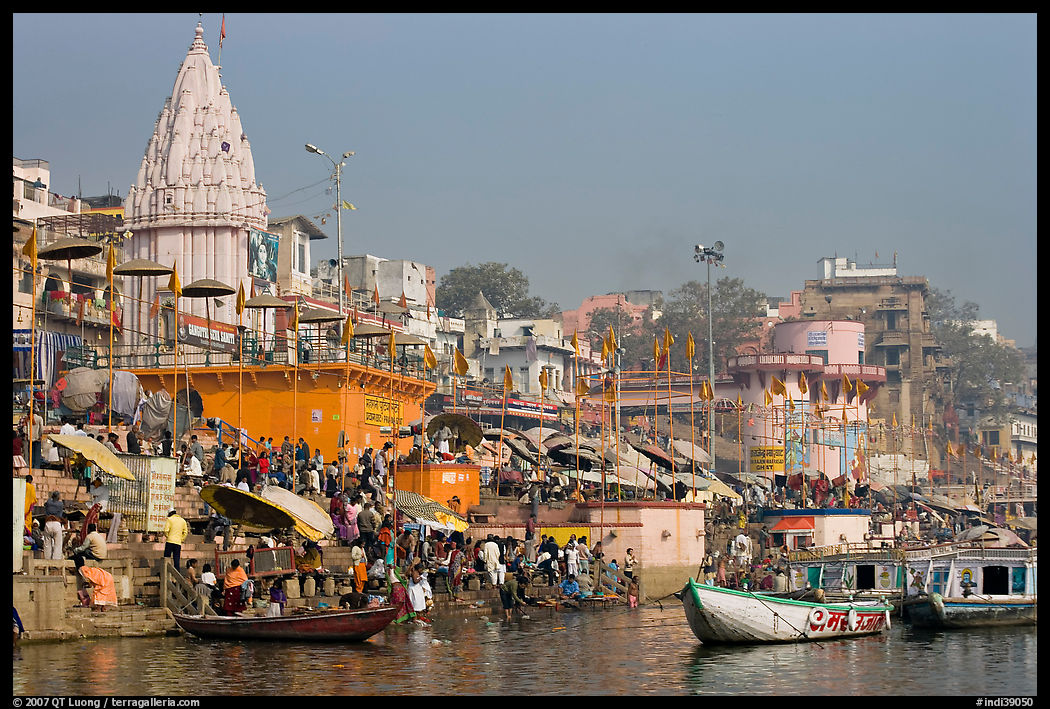 Crowds at Dasaswamedh Ghat. Varanasi, Uttar Pradesh, India