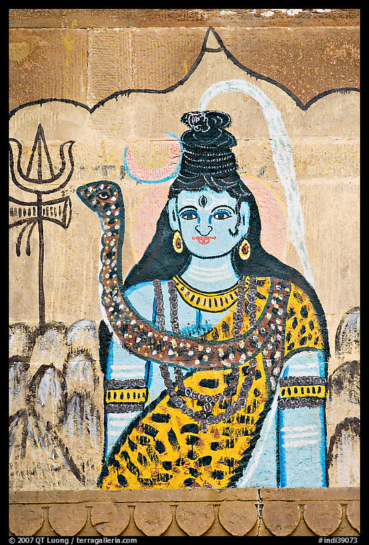 Mural painting of hindu deity. Varanasi, Uttar Pradesh, India