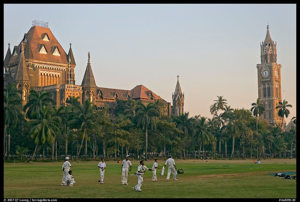 Cricket players, Oval Maiden, High Court, and University of Mumbai. Mumbai, Maharashtra, India