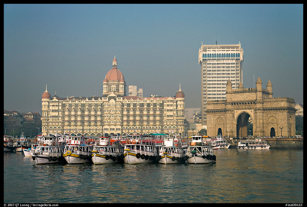 Taj Mahal Palace and Gateway of India. Mumbai, Maharashtra, India