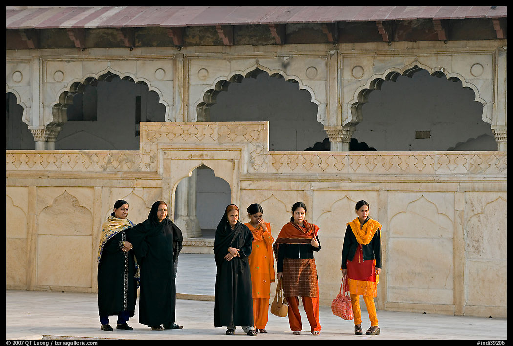 Women in the Khas Mahal, Agra Fort. Agra, Uttar Pradesh, India