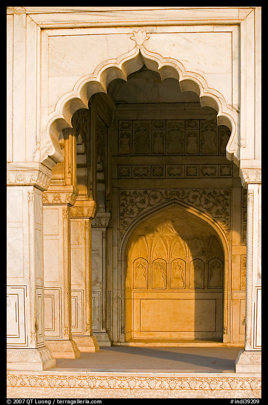 White marble rches, Khas Mahal, Agra Fort. Agra, Uttar Pradesh, India