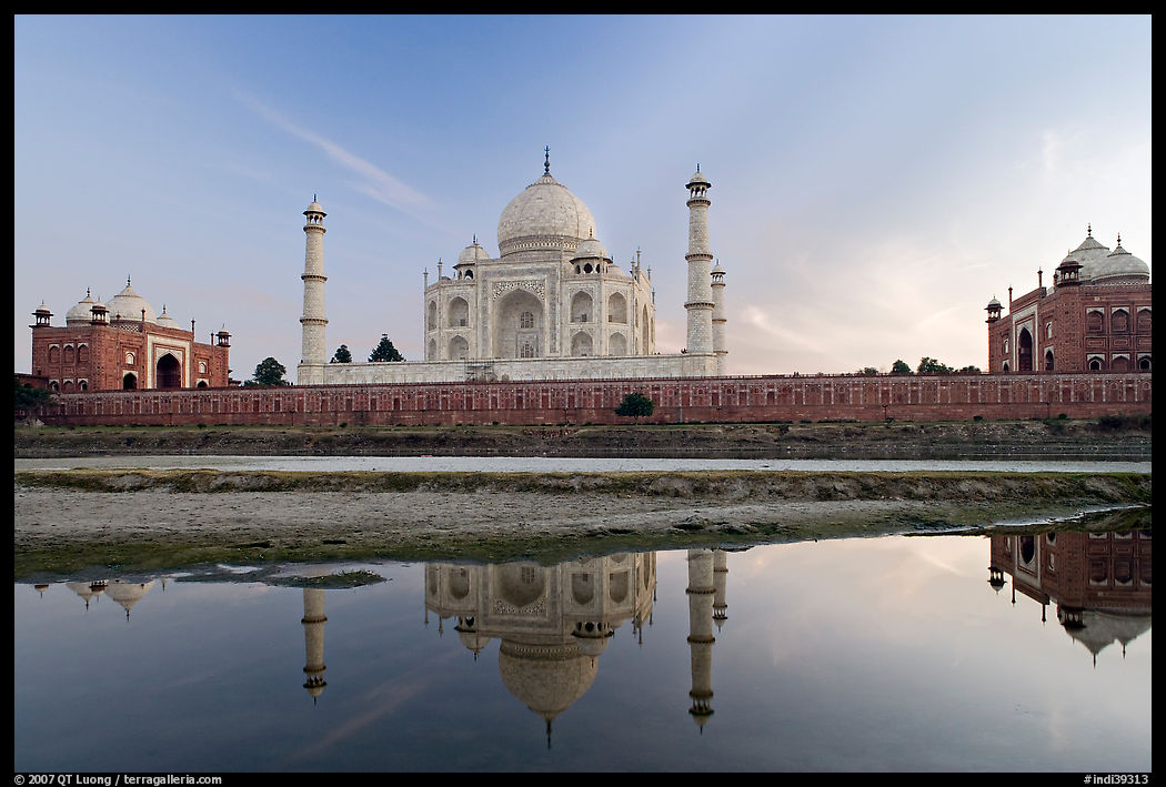 Taj Mahal complex seen from  Yamuna River. Agra, Uttar Pradesh, India