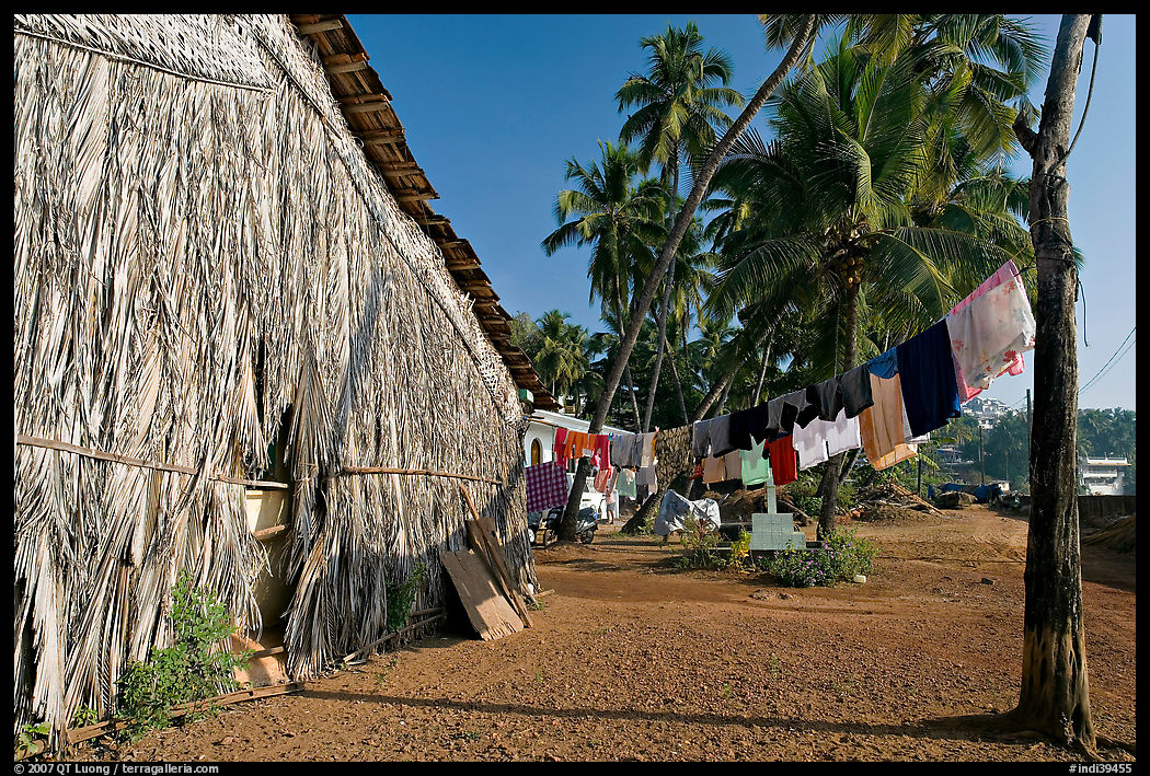 Laundry and beachfront hut, Dona Paula. Goa, India