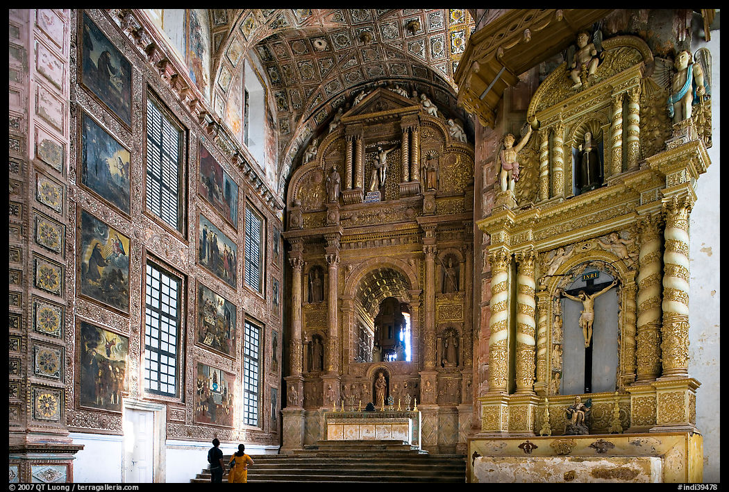 Murals and altars, Church of St Francis of Assisi, Old Goa. Goa, India