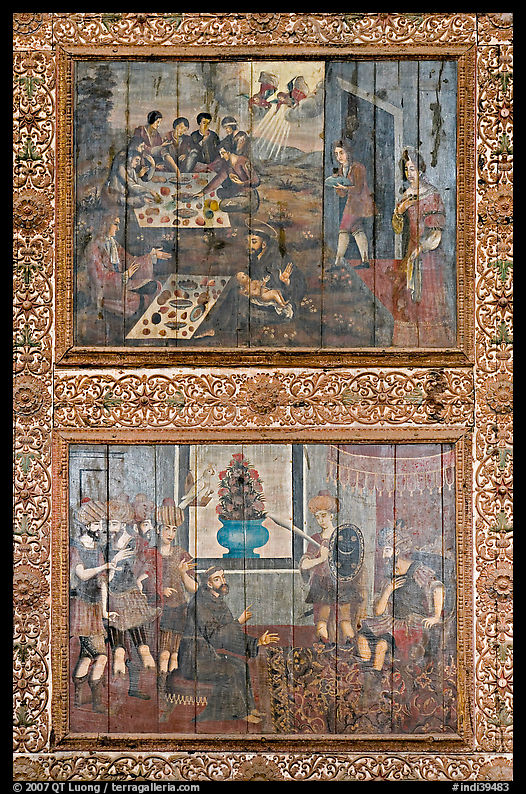 Old mural paintings, Church of St Francis of Assisi, Old Goa. Goa, India