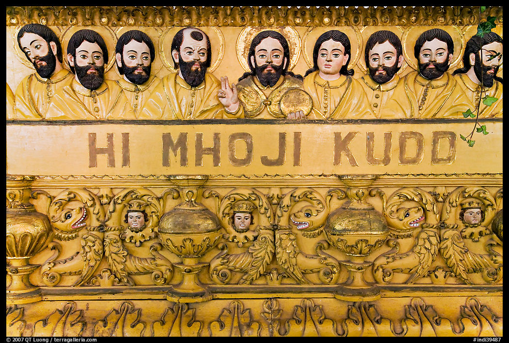 Main altar detail, Basilica of Bom Jesus, Old Goa. Goa, India