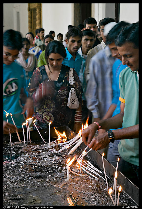 Popular candle burning spot, Basilica of Bom Jesus, Old Goa. Goa, India