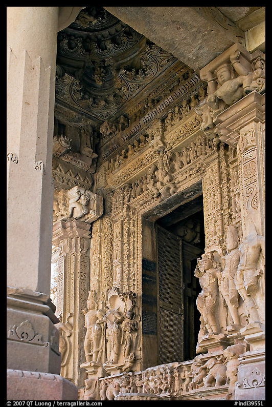 Entrance porch (ardhamandapa), Parsvanatha temple, Eastern Group. Khajuraho, Madhya Pradesh, India