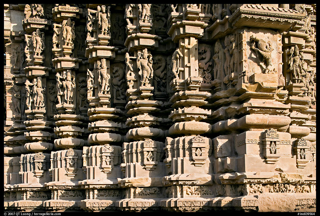 Decorated columns, Duladeo Temple, Southern Group. Khajuraho, Madhya Pradesh, India