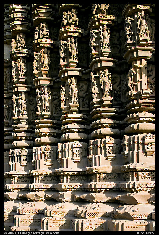 Carved columns, Duladeo Temple, Southern Group. Khajuraho, Madhya Pradesh, India