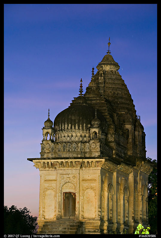 Temple at dusk, Western Group. Khajuraho, Madhya Pradesh, India