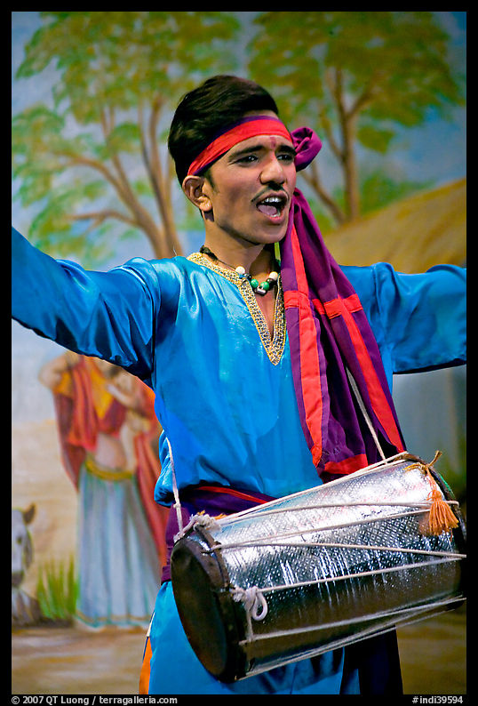 Man performing at Kandariya art and culture show. Khajuraho, Madhya Pradesh, India