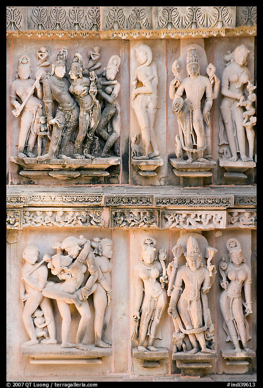 Apsaras and Mithunas, Lakshmana temple. Khajuraho, Madhya Pradesh, India