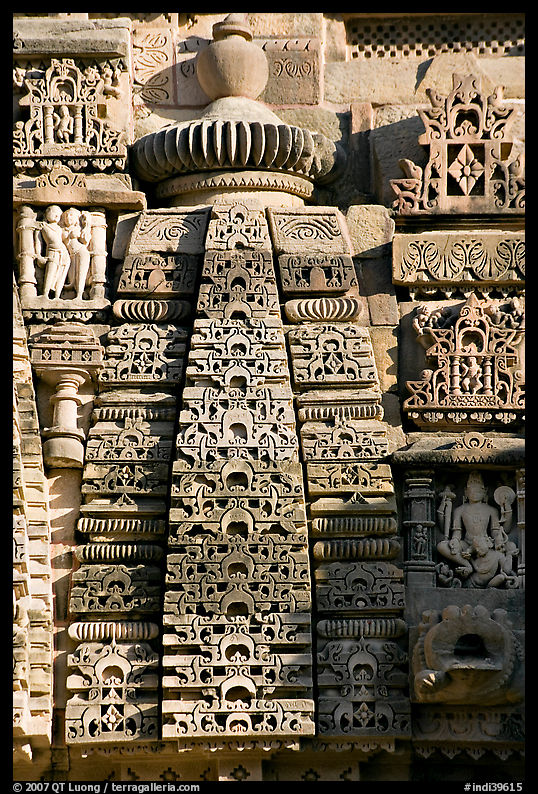 Temple decor detail, Lakshmana temple. Khajuraho, Madhya Pradesh, India