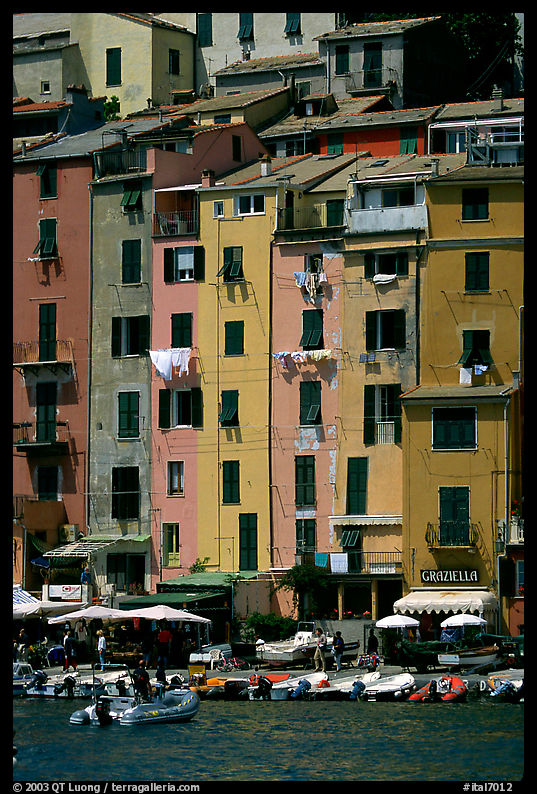 Pastel-colored houses, Porto Venere. Liguria, Italy