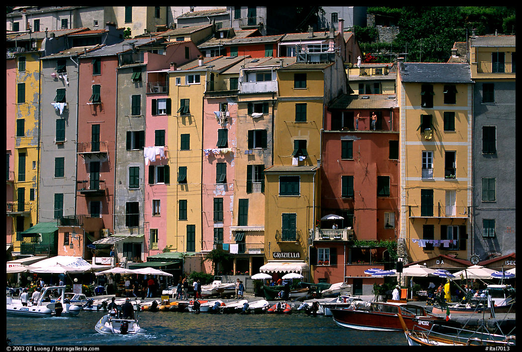 Pastel-colored houses, Porto Venere. Liguria, Italy